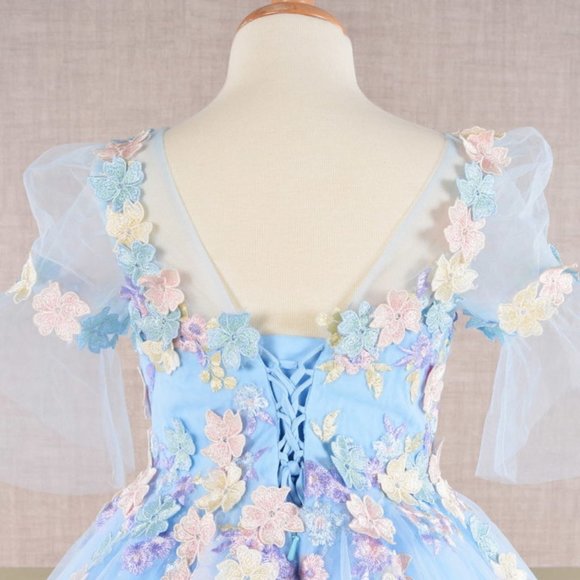 NEW DRESS FOR FORMAL OCCASIONS EMBROIDERED WITH FLORAL LACE FOR KIDS GL GK107 - Picture 9 of 12